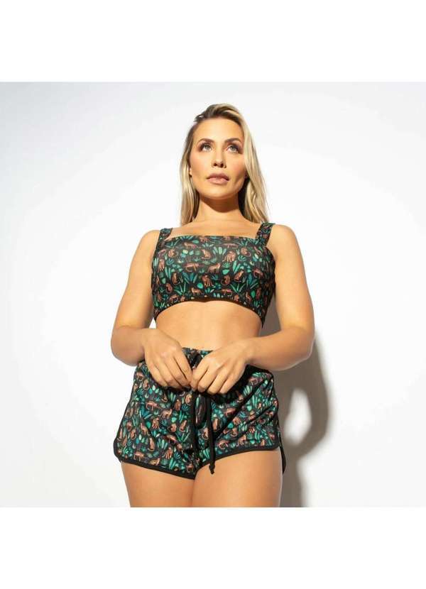 Honey Be - Top Fitness Faixa Preto Jaguatirica Tp1186 Preto