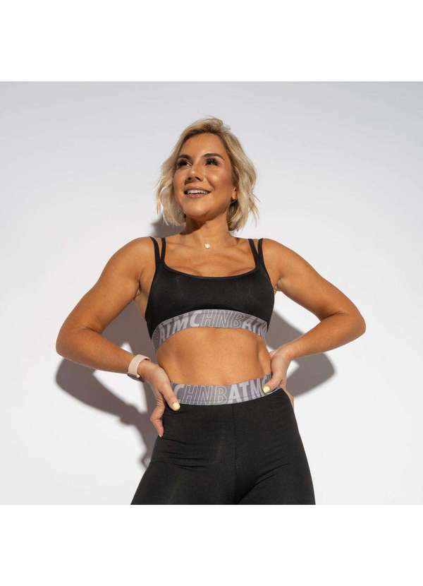Honey Be - Top Fitness Neoprene Preto Elástico Tp653 Preto