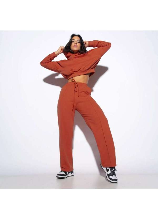 Honey Be - Calça Fitness Moletom Terracota  Cf076 Laranja 2