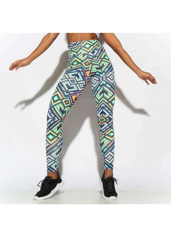 Honey Be - Legging Cintura Alta Fitness Preta Tetris Limão Lg1836 Preto