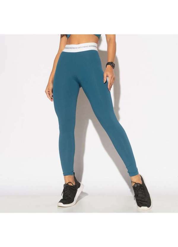 Honey Be - Legging Fitness Azul com Elástico no Cós Lg2114 Azul