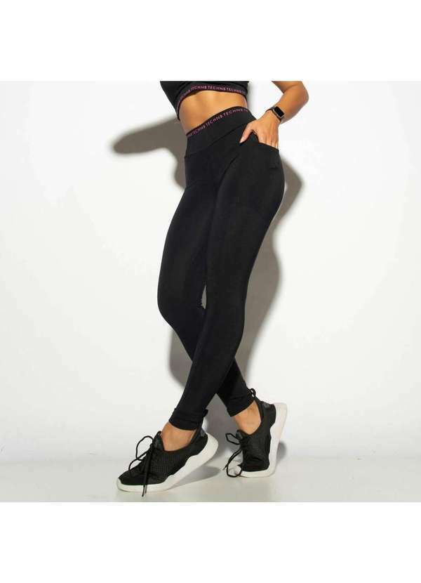 Honey Be - Legging Fitness Bolso Hnb Tec Preto Lg1868 Preto