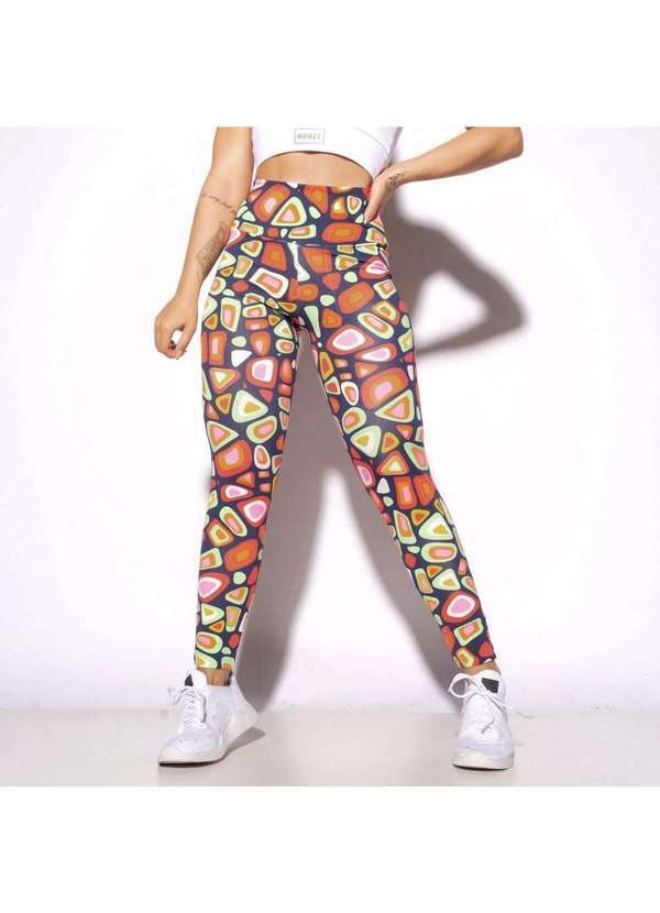 Honey Be - Legging Fitness Estampada Formas Coloridas Lg1937 Vermelho