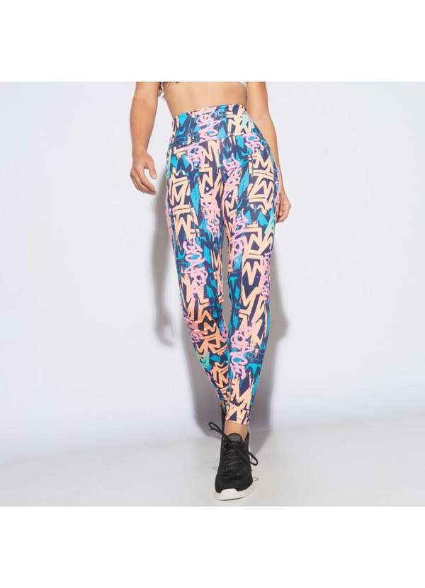 Honey Be - Legging Fitness Estampada Grafite Colorido Lg2125 Laranja