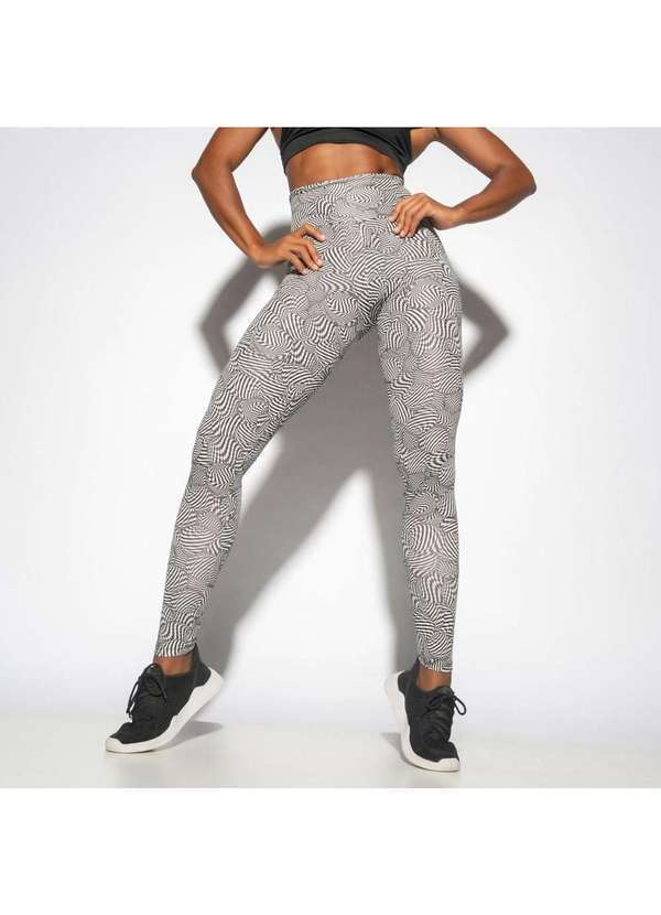 Honey Be - Legging Fitness Estampada Ilusão 3d Preto e Branco Lg2018 Preto