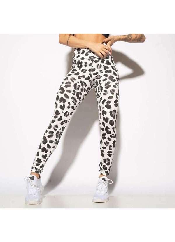 Honey Be - Legging Fitness Estampada Oncinha P&B Lg1955 Preto