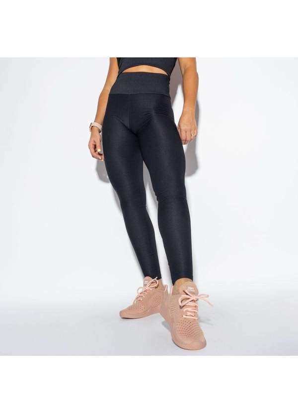 Honey Be - Legging Fitness Preta Canelada Luminous Lg1337 Preto