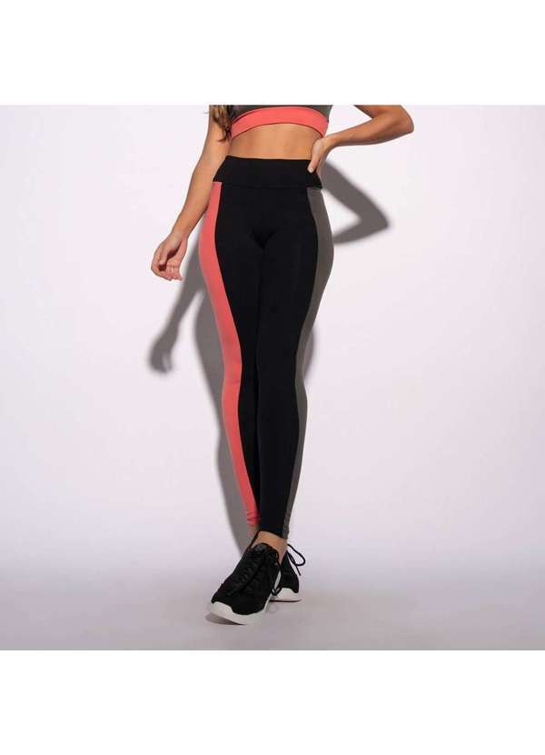 Honey Be - Legging Fitness Preta com Recortes Laterais Lg1569 Preto