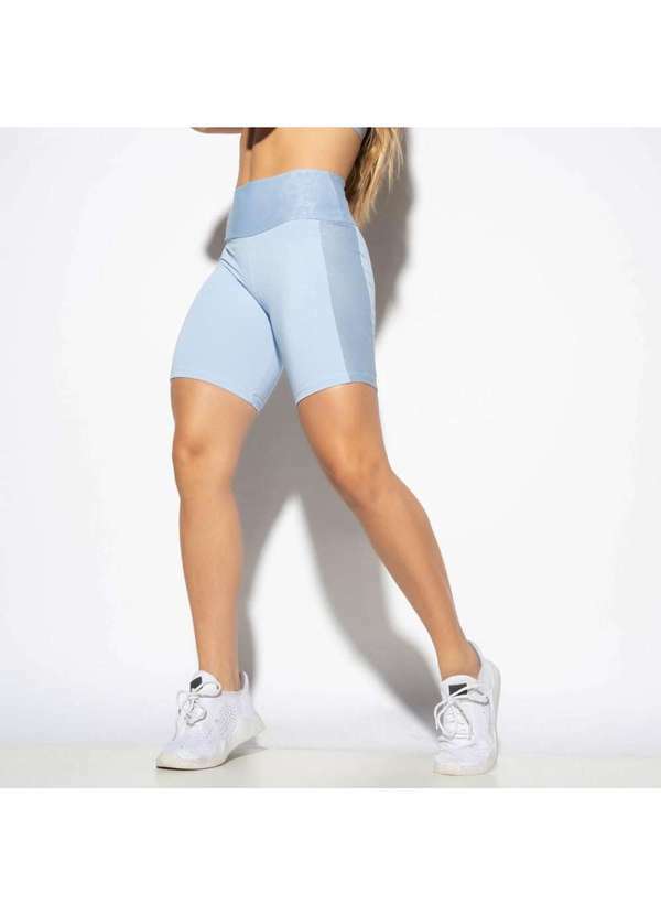Honey Be - Short Fitness Azul com Recortes de Oncinha Sh515 Azul