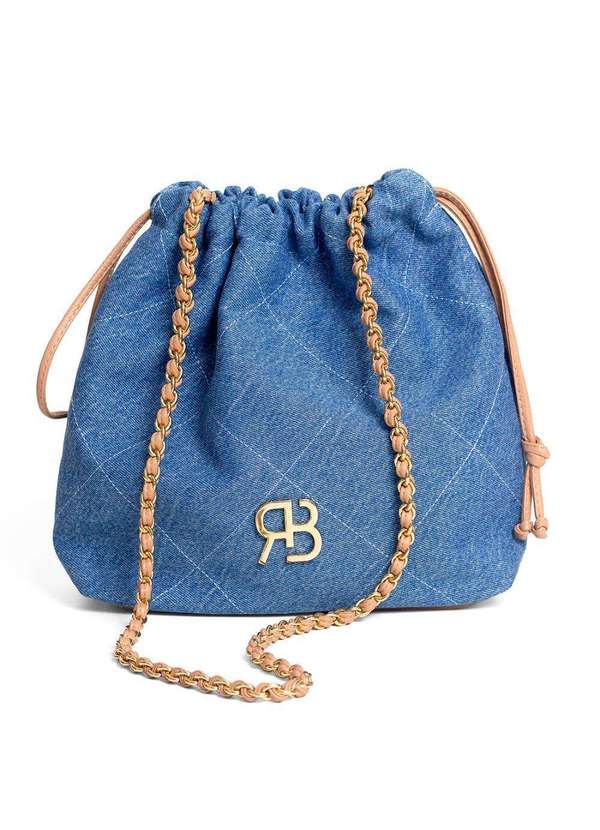 Raphaella Booz - Bolsa Bucket Média Jeans Jeans Tijuca/Couro Floater Plush