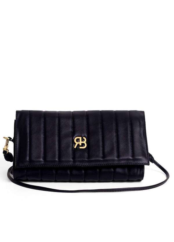 Raphaella Booz - Bolsa Clutch Tiracolo Pequena Preta Preto