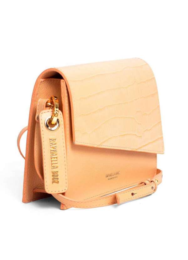 Raphaella Booz - Bolsa Satchel Pequena Couro Croco Laranja Couro Croco/Glove Salmao 3