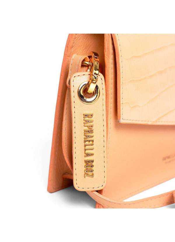 Raphaella Booz - Bolsa Satchel Pequena Couro Croco Laranja Couro Croco/Glove Salmao 4