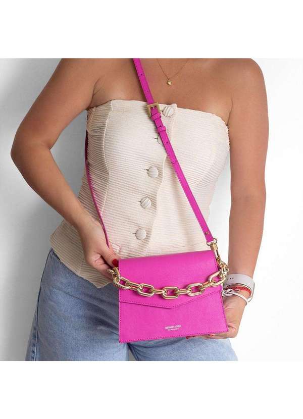 Raphaella Booz - Bolsa Satchel Pequena Couro Rosa Floater Fucsia 2