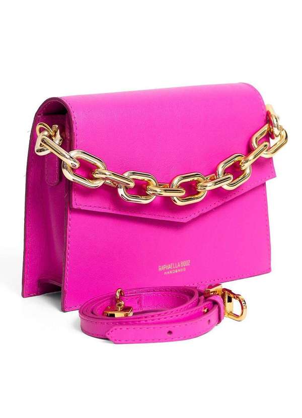 Raphaella Booz - Bolsa Satchel Pequena Couro Rosa Floater Fucsia 3
