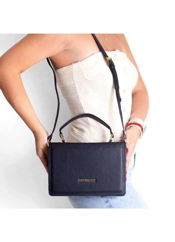 Raphaella Booz - Bolsa Satchel Pequena Couro Couro Floater Preto 3