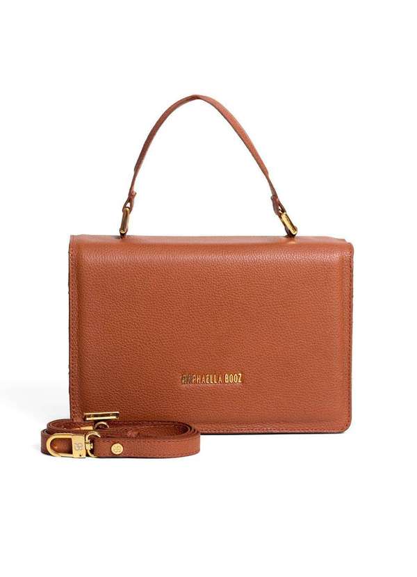 Raphaella Booz - Bolsa Satchel Pequena Couro Couro Floater Caramelo