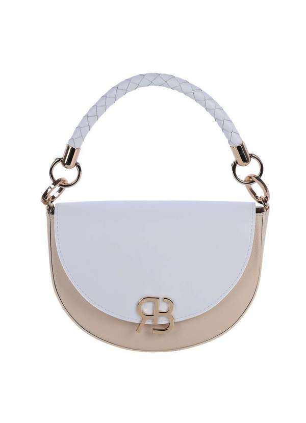 Raphaella Booz - Bolsa Tiracolo Média Couro Duo Color Couro Glove Branco/Duna/Branco