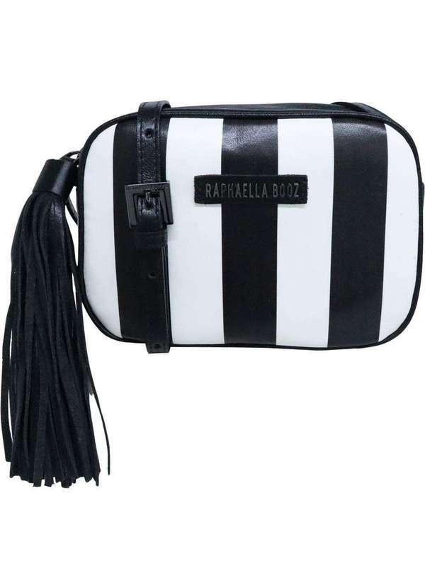 Raphaella Booz - Bolsa Tiracolo Pequena Couro Listras Preto Branco Listras Preto/Branco/Glove Preto