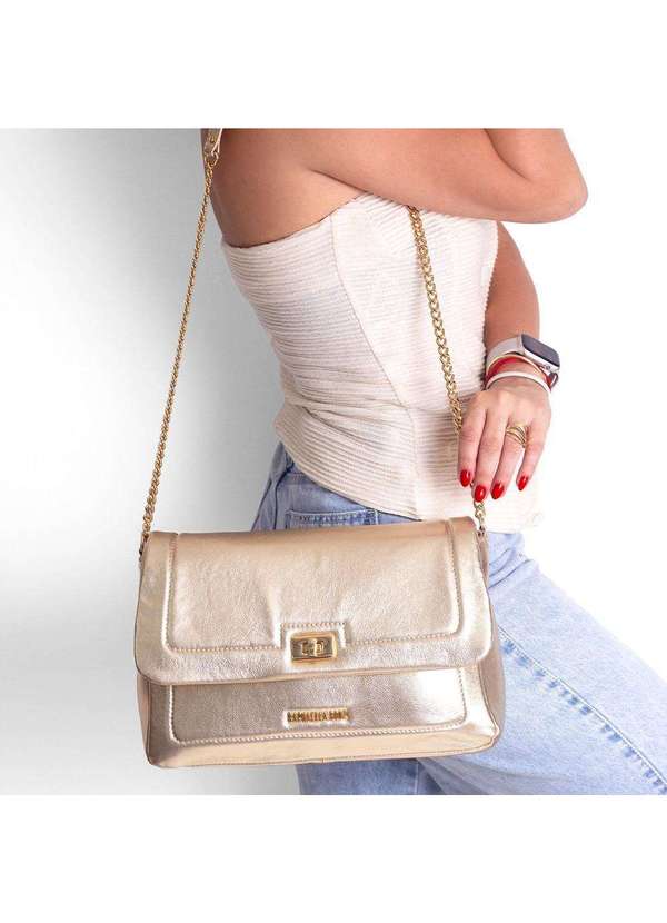 Raphaella Booz - Bolsa Tiracolo Soft Média Couro Metalizada Metalizado Ouro Light 2