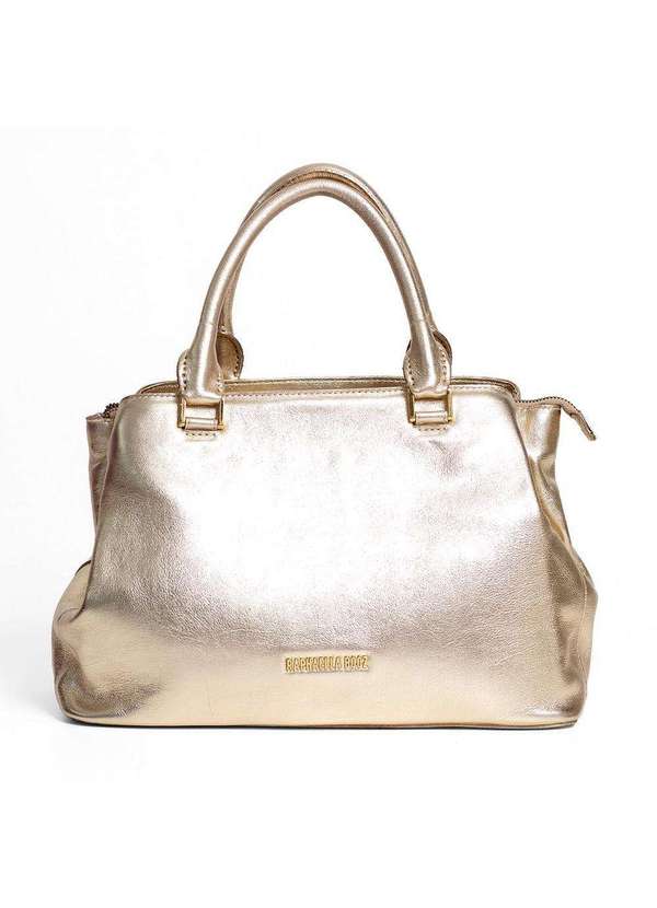 Raphaella Booz - Bolsa Tote Média Couro Dourada Metalizado Ouro Light