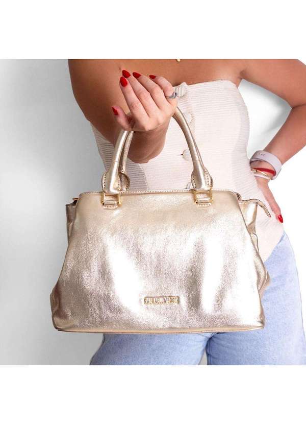 Raphaella Booz - Bolsa Tote Média Couro Dourada Metalizado Ouro Light 2
