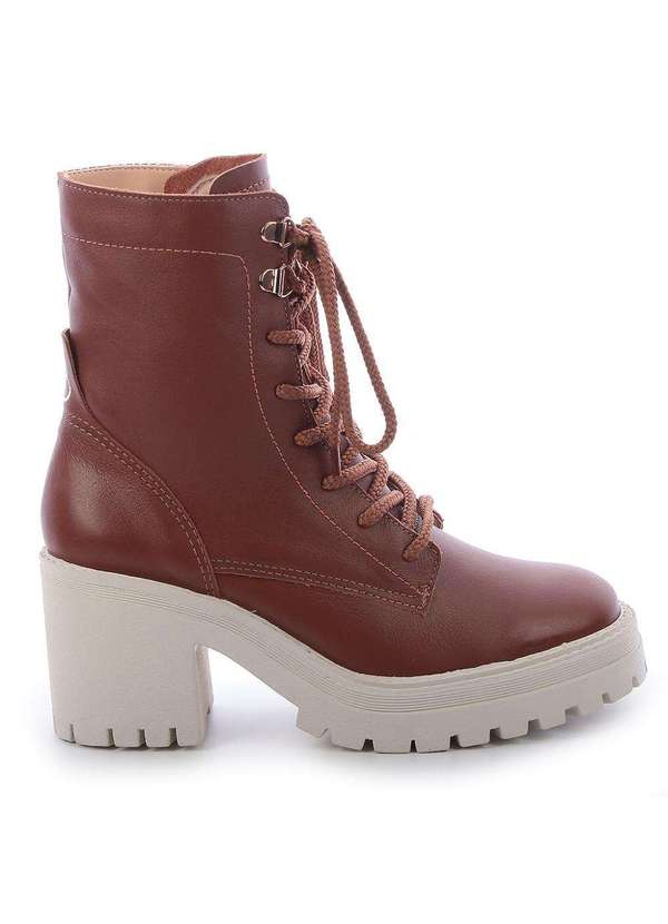 Raphaella Booz - Bota Coturno Tratorado Couro Napa Grease Pecan/Sola Off 1