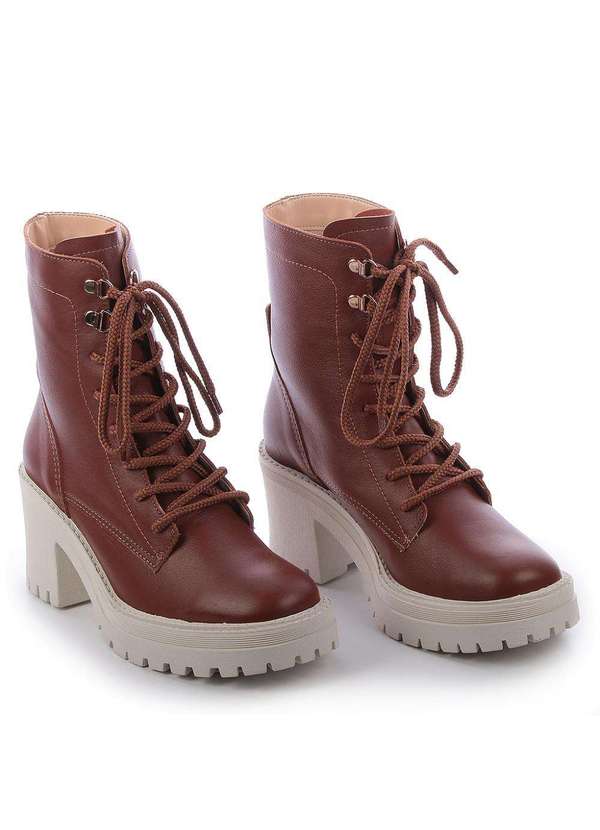 Raphaella Booz - Bota Coturno Tratorado Couro Napa Grease Pecan/Sola Off 2