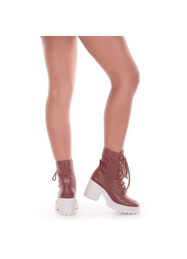 Raphaella Booz - Bota Coturno Tratorado Couro Napa Grease Pecan/Sola Off 4