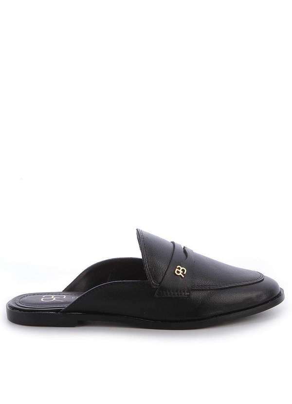 Raphaella Booz - Mule Couro Detalhe Rb Couro Preto