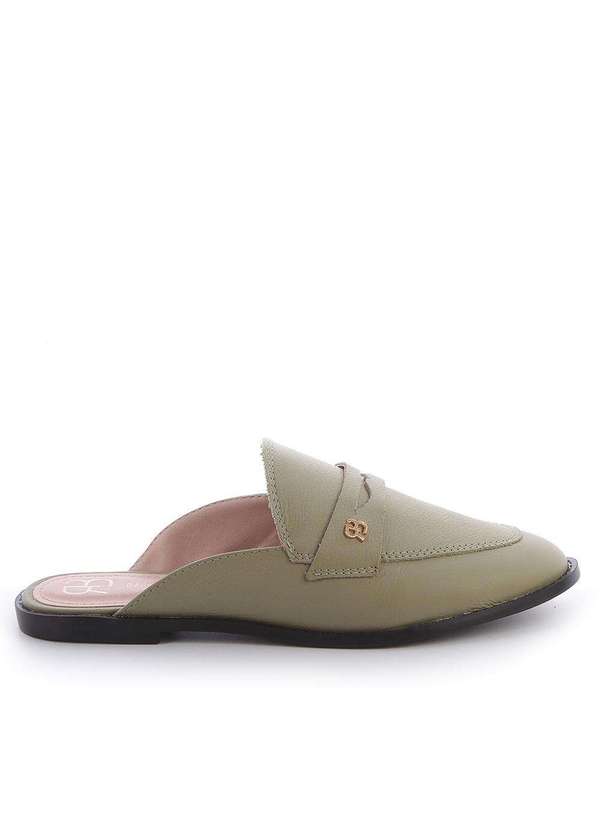 Raphaella Booz - Mule Couro Detalhe Rb Couro Verde Mate