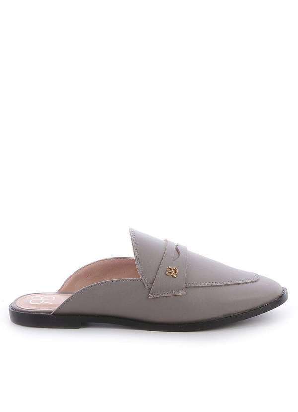 Raphaella Booz - Mule Couro Detalhe Rb Couro Cinza