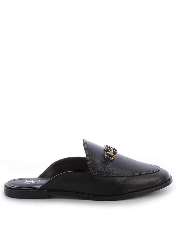 Raphaella Booz - Mule Couro Detalhe Rb Couro Glove Preto