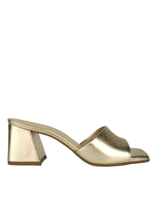 Raphaella Booz - Mule Couro Dourado Couro Metal Ouro Light
