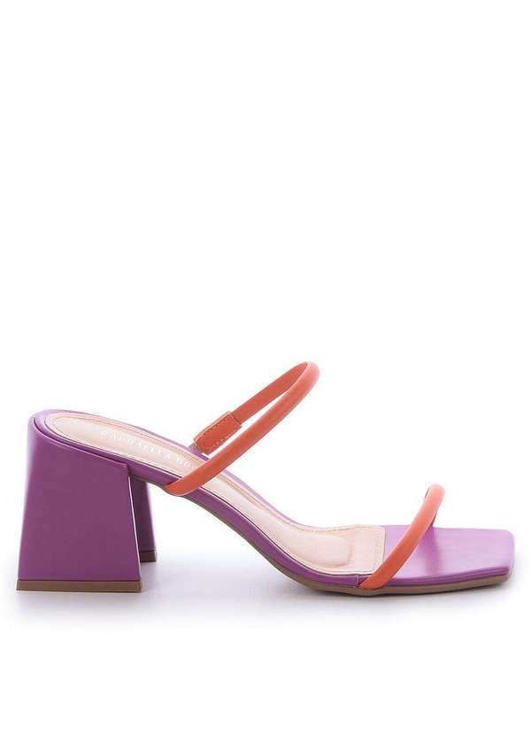 Raphaella Booz - Mule Salto Médio Couro Roxo Napa Soft Rust/Rust/Roxo