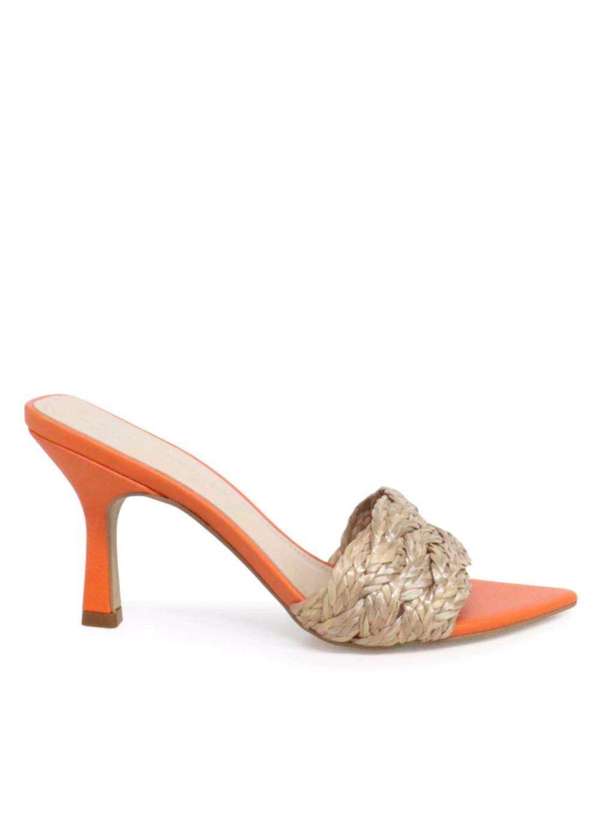 Raphaella Booz - Mule Salto Médio Palha Tira Br 3987/Napa Soft Rust