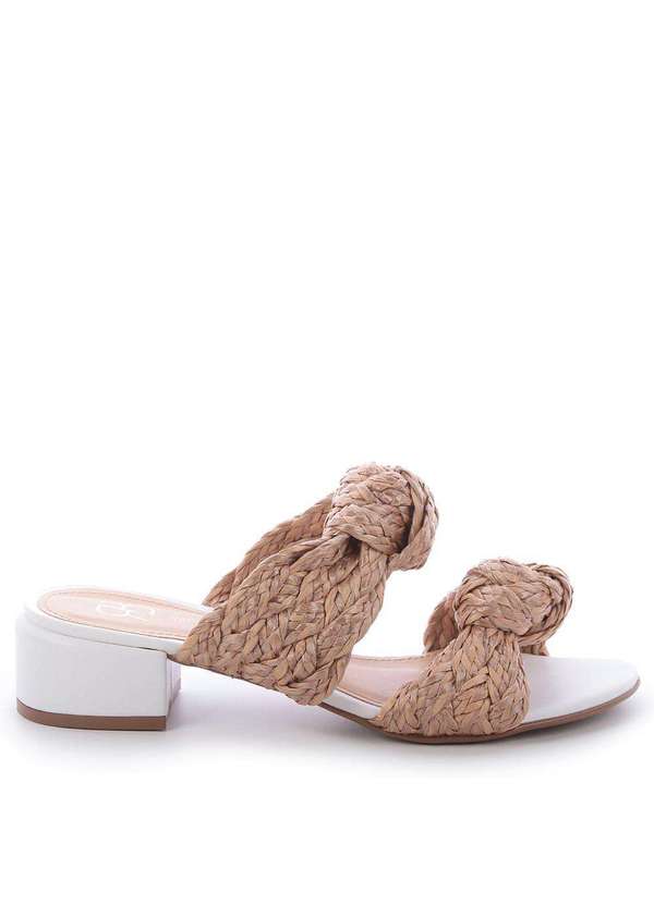 Raphaella Booz - Sandália Mule Palha Branca Tira 3987/Napa Soft Branco