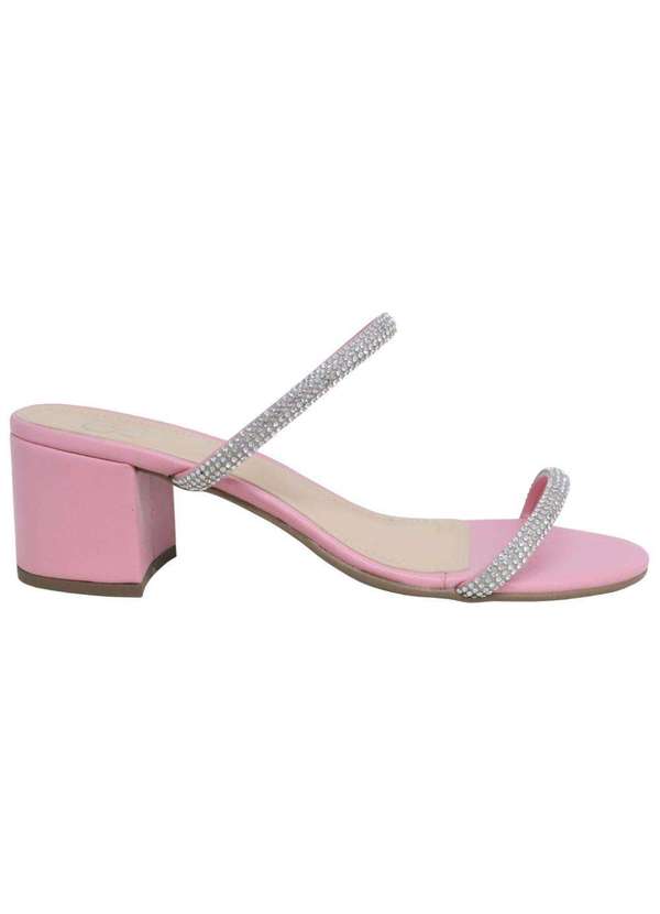 Raphaella Booz - Sandália Mule Strass Rosa Napa Soft Sweet