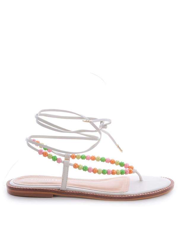 Raphaella Booz - Rasteira Amarração Miçanga Off White Napa Soft Off White/Color