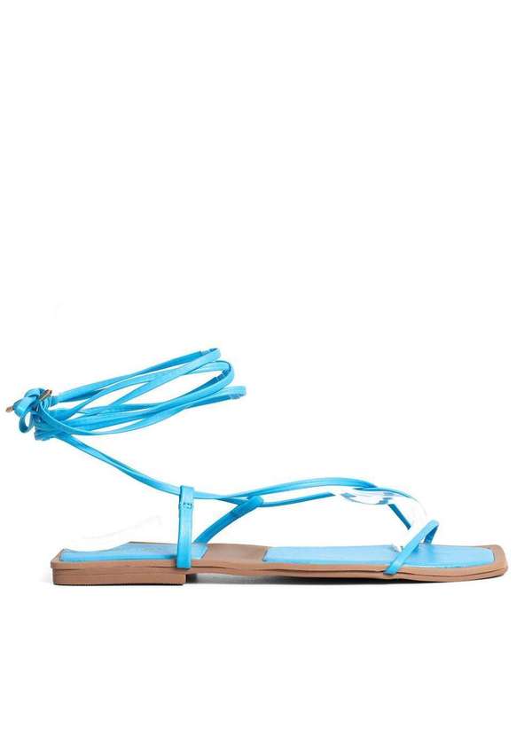 Raphaella Booz - Rasteira Flat Tiras Amarração Napa Soft Liquid