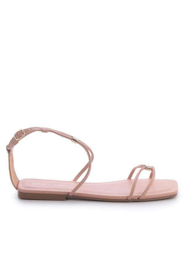 Raphaella Booz - Rasteira Flat Tiras Bege Santorine Rosado