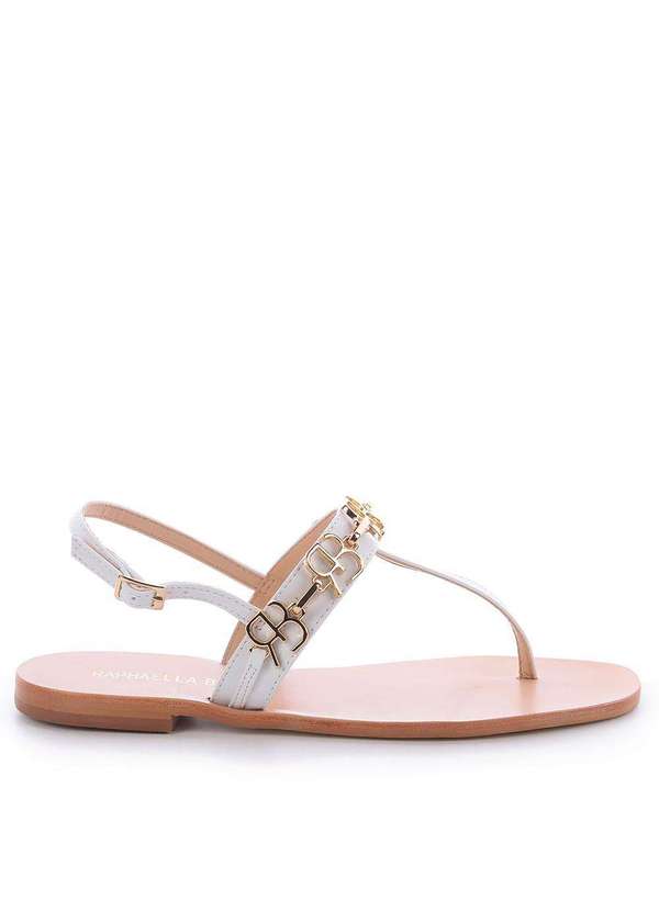 Raphaella Booz - Rasteira Flat Tiras Rb Branco Napa Soft Branco
