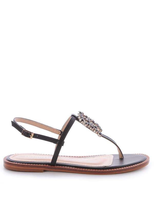 Raphaella Booz - Rasteira Flat Tiras Rb Preta Napa Soft Preto