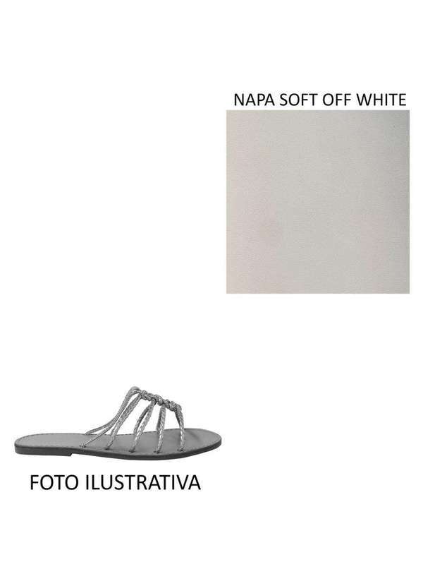 Raphaella Booz - Rasteira Flat Tiras Trançadas Strass Napa Off White/Cristal
