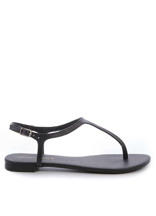 Raphaella Booz - Rasteira Flat Tiras Napa Preto