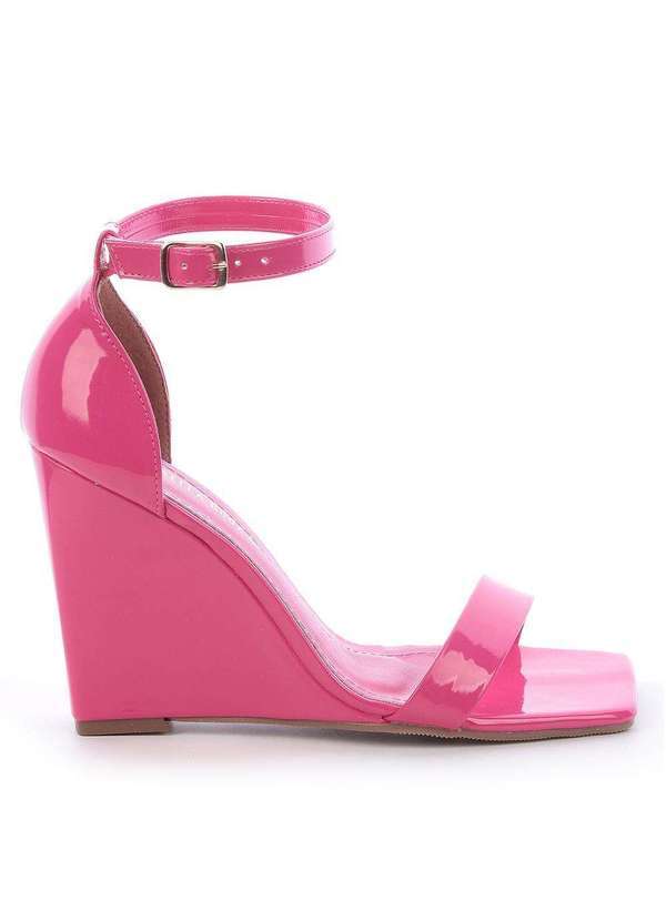 Raphaella Booz - Sandália Anabela Verniz Rosa Verniz Luminous