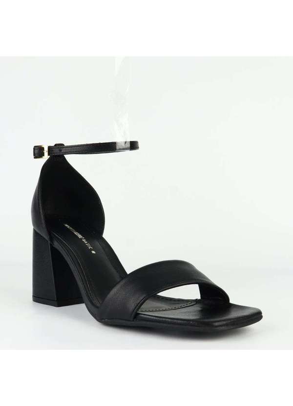 Raphaella Booz - Sandália Essencial Laura Salto Bloco Couro Couro Glove Preto 2