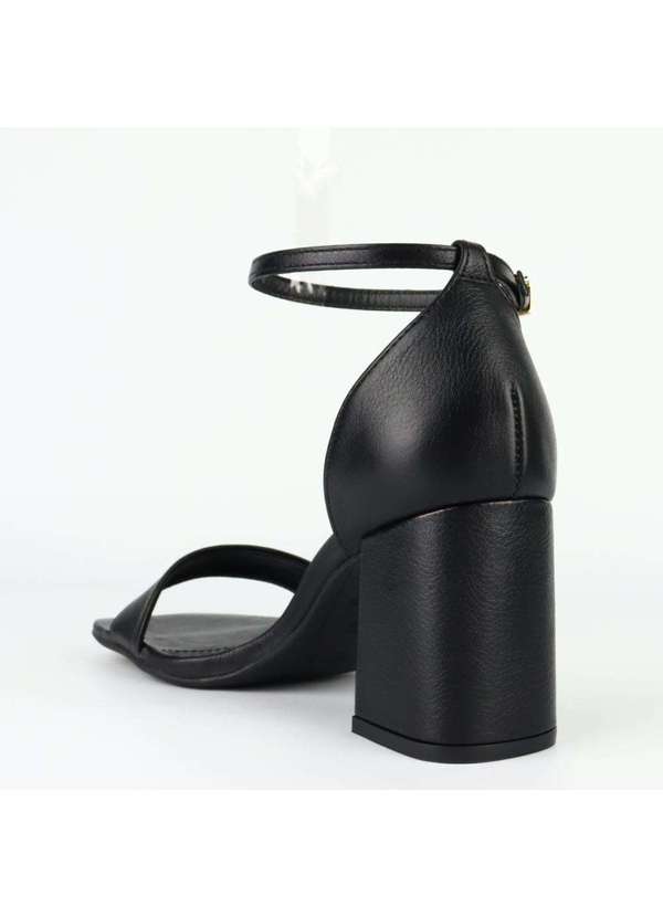 Raphaella Booz - Sandália Essencial Laura Salto Bloco Couro Couro Glove Preto 3