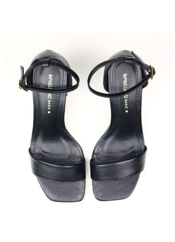 Raphaella Booz - Sandália Essencial Laura Salto Bloco Couro Couro Glove Preto 5