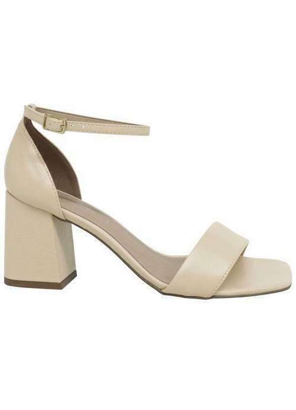 Raphaella Booz - Sandália Essencial Laura Salto Bloco Couro Couro Glove Duna